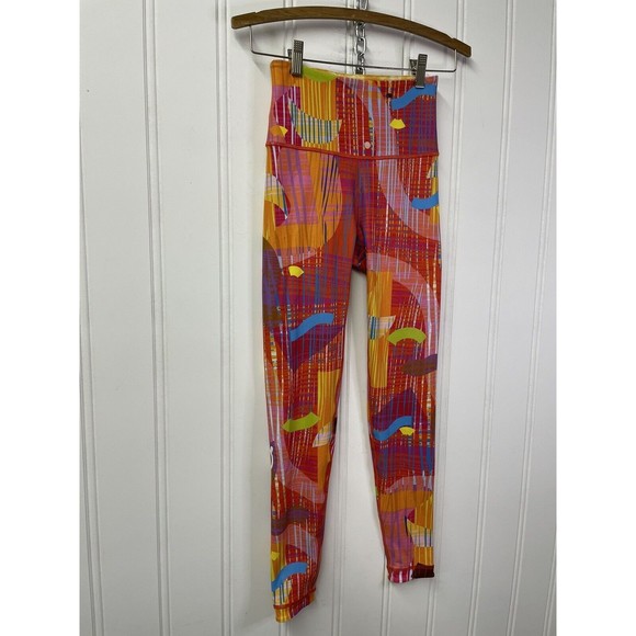 WITH Peloton X Monica Ahanonu High Waist Ankle Leggings in Red Multi Size Small - Picture 2 of 12